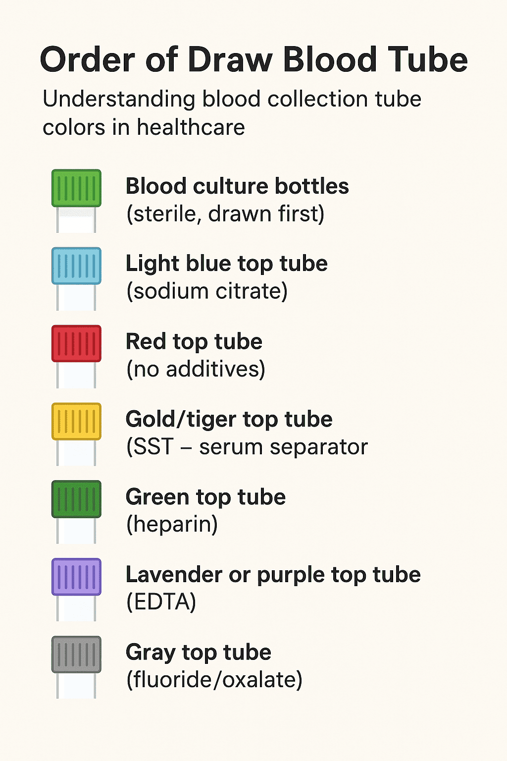 Order of Draw Blood Tube Color Order of Draw Blood Tube Color